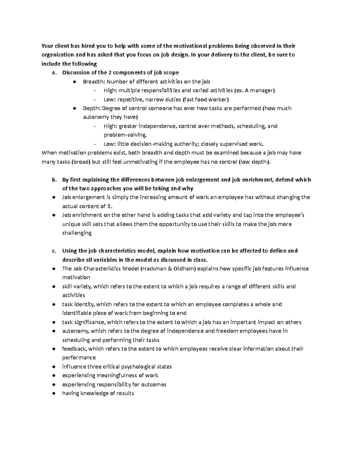 Job Design and Motivation: Exploring Job Scope and Characteristics ...