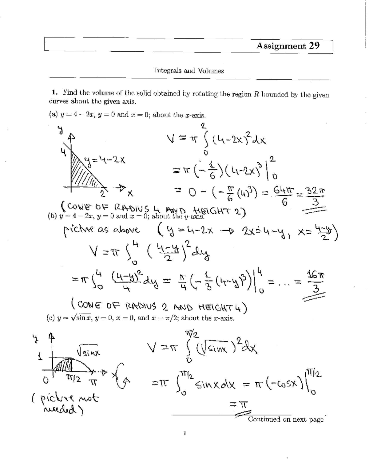 Assignment 29: Solutions for Integrals and Volumes Analysis - Studocu