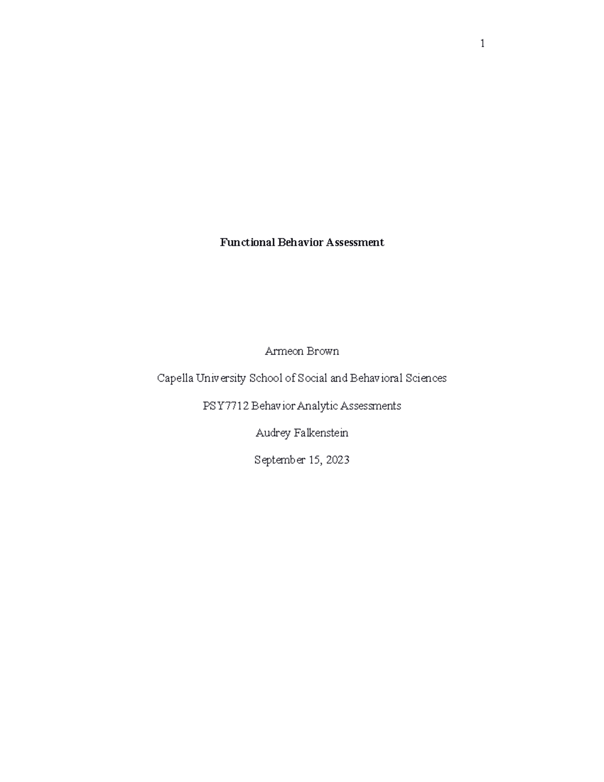 PSY7712 Week 10 Assignment: Overview of Functional Behavior Assessment ...