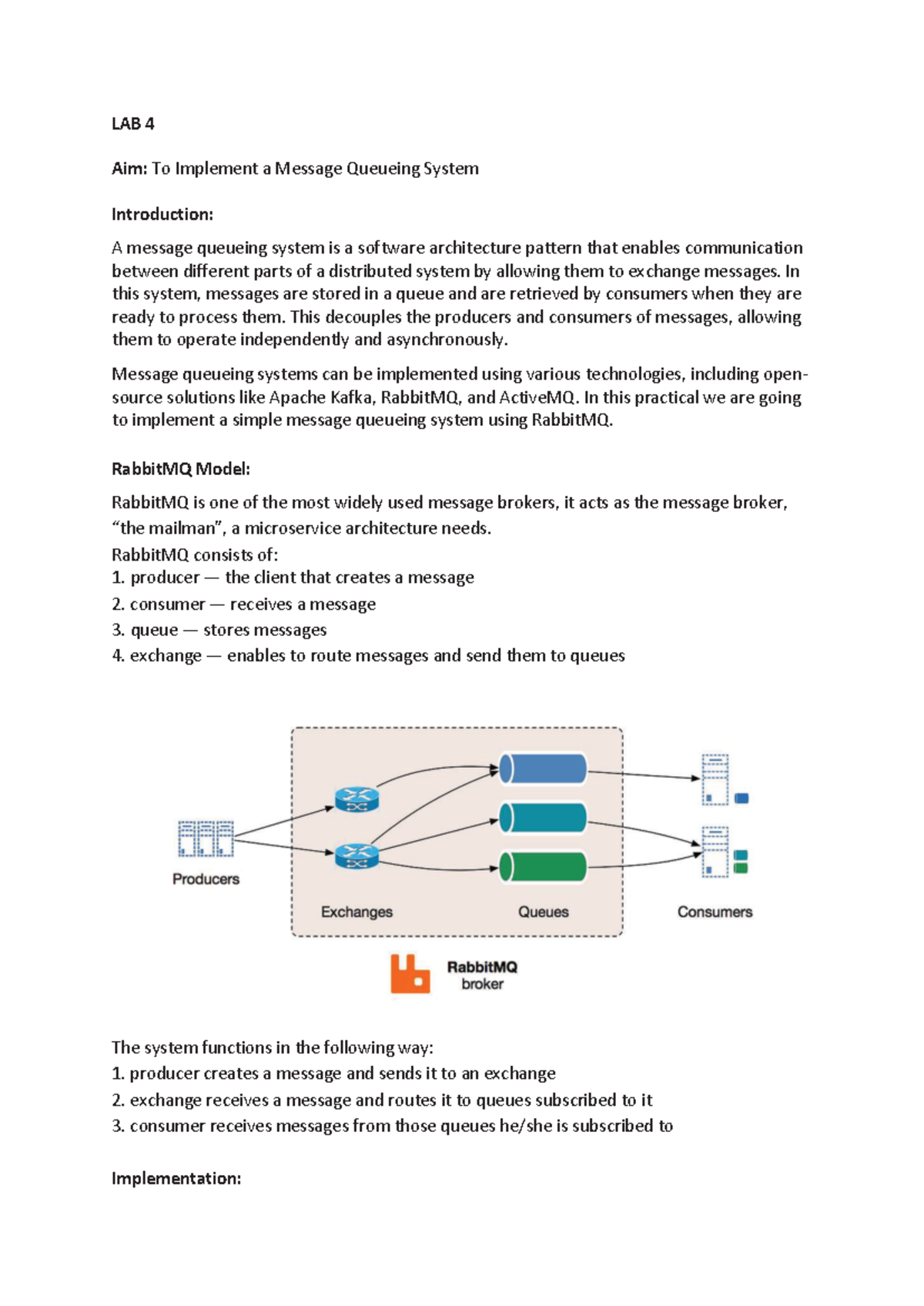 Lab 4: Implementing a RabbitMQ Message Queueing System in Social Media ...