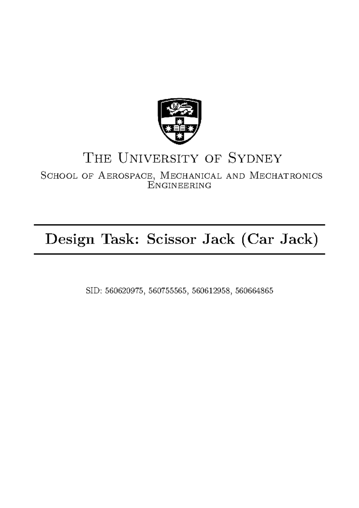Design Task: Scissor Jack Mechanism - ENG 7465r - Studocu