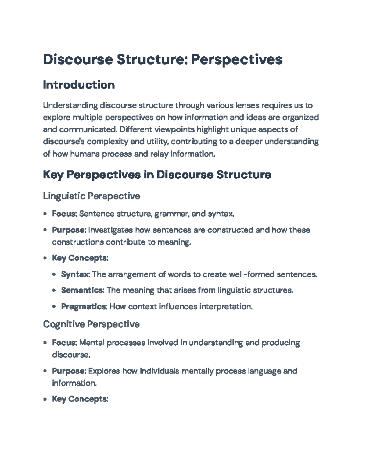 Discourse Structure Analysis: Linguistic, Cognitive & Sociocultural ...