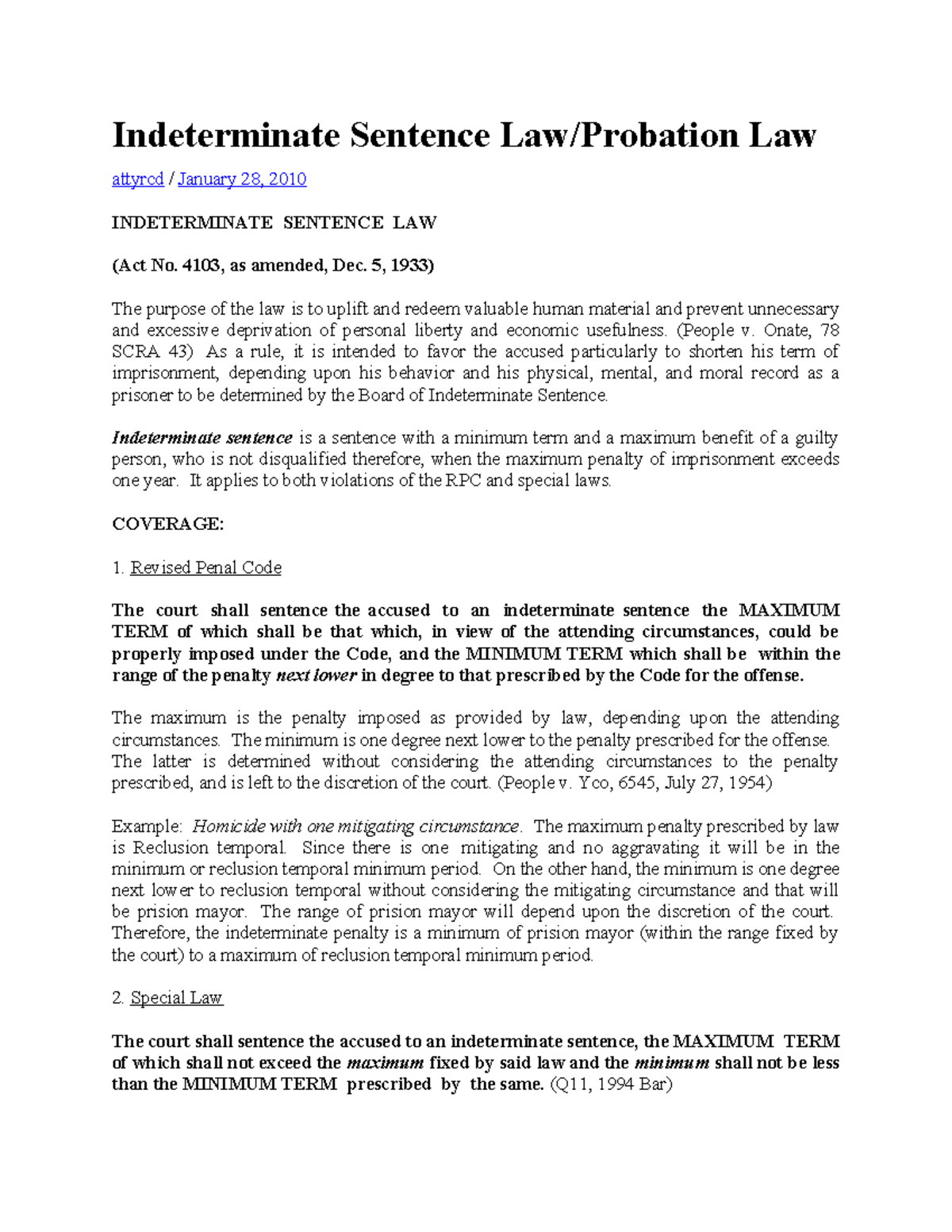 378679991 Indeterminate Sentence Law Probation Law - Indeterminate ...