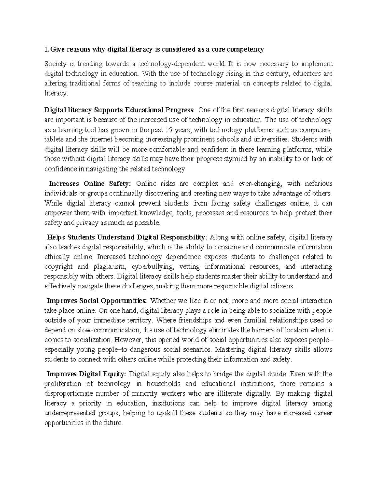 DIG 101 - Core Competencies of Digital Literacy: Importance & Impact ...