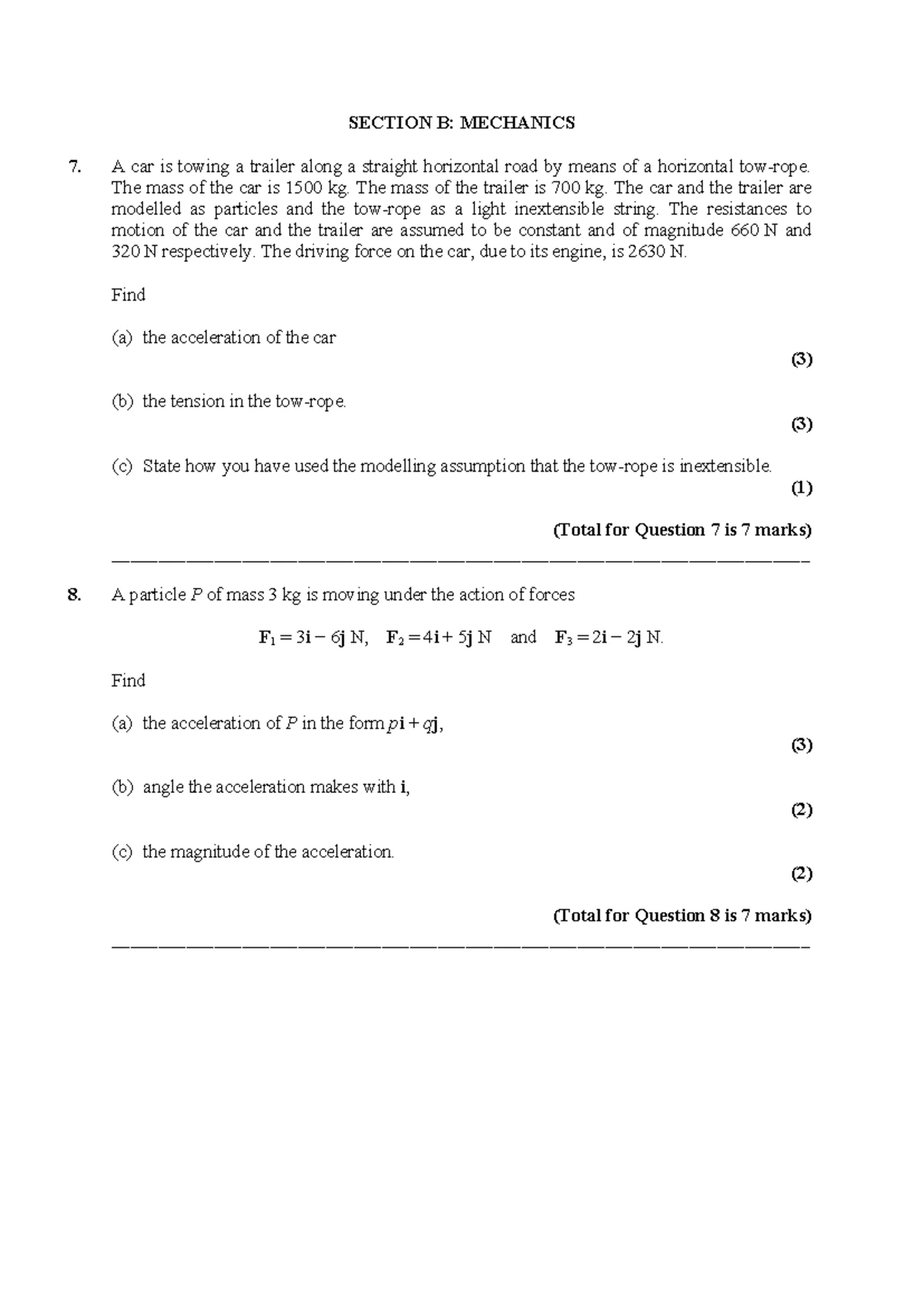 Mechanics Paper 3: Displacement, Acceleration, and Motion Analysis ...