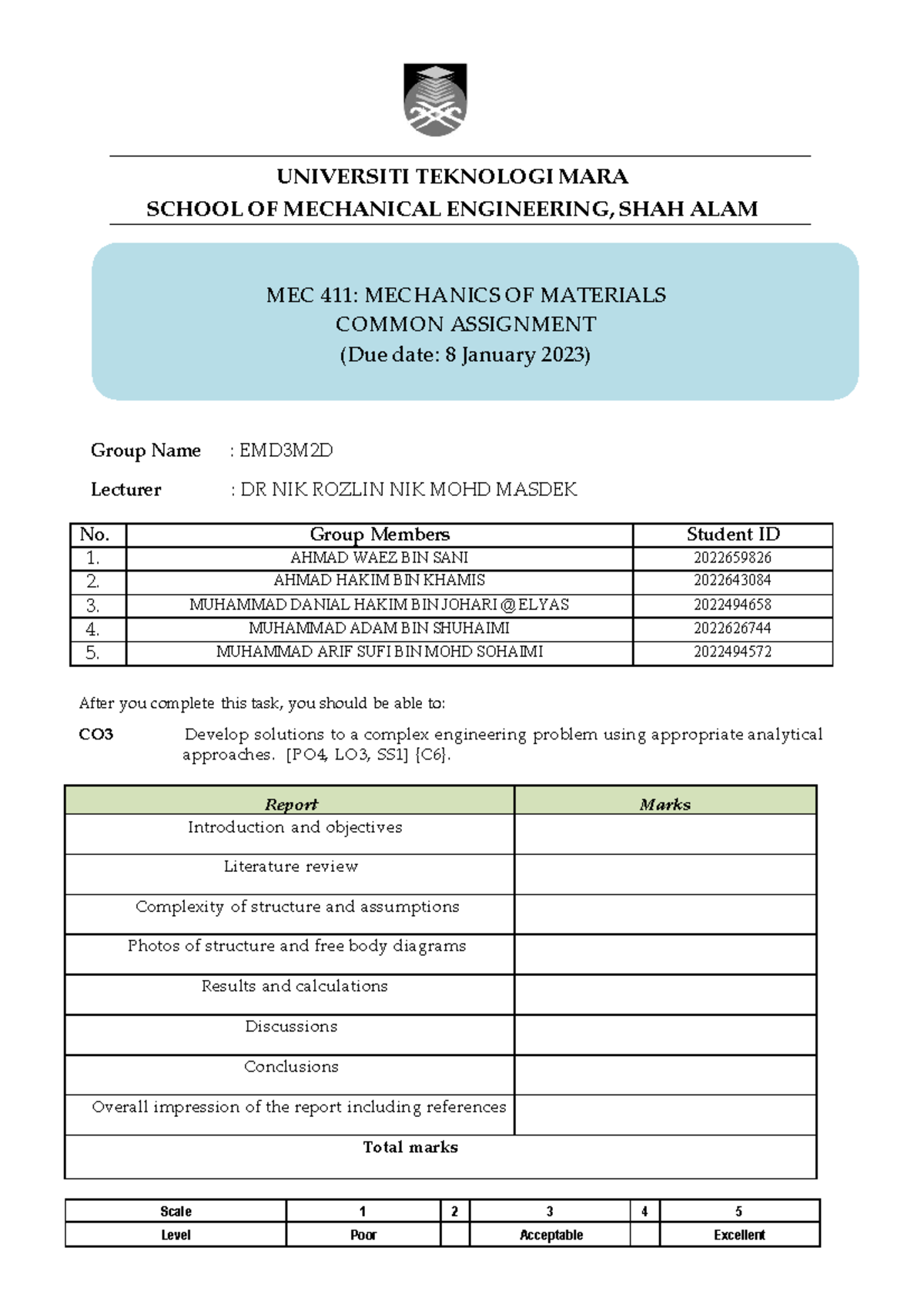 MEC411 Common Assignment: Structural Analysis of a Storage Cabinet ...