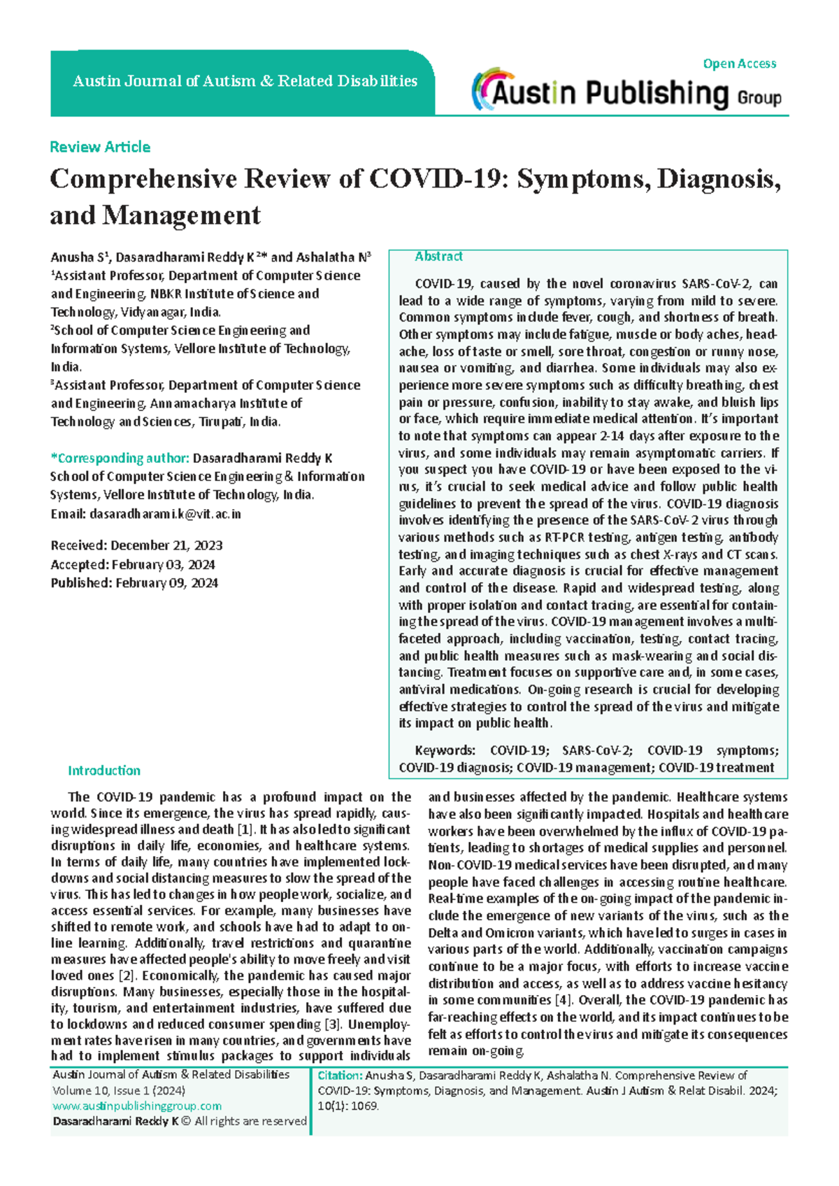 Comprehensive Review of COVID-19 Symptoms, Diagnosis, and Management ...