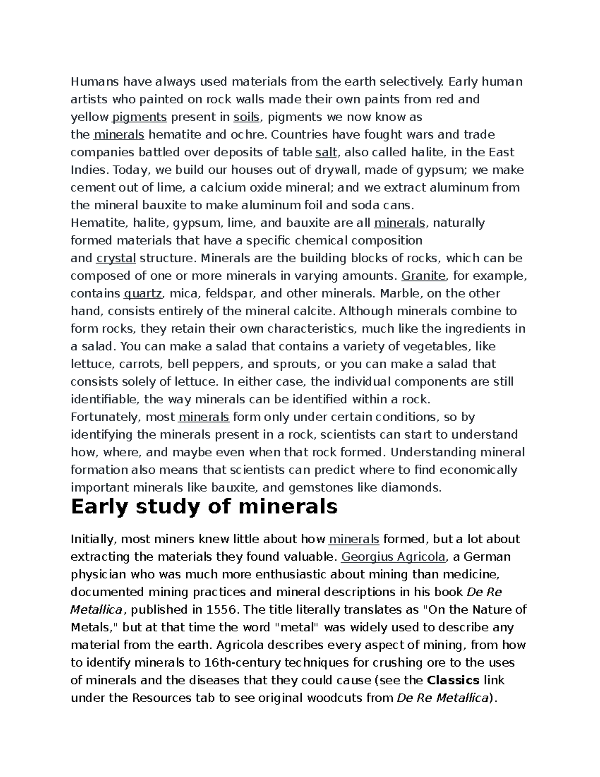 Minerals - study well - Humans have always used materials from the ...