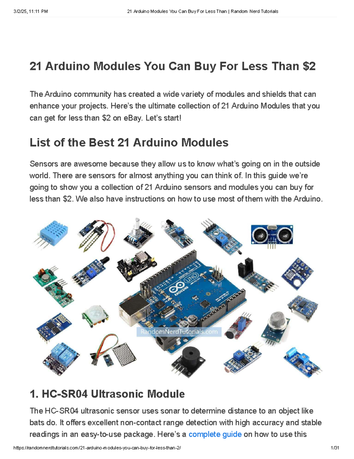 21 Arduino Modules Under $2: Affordable Options for Your Projects - Studocu