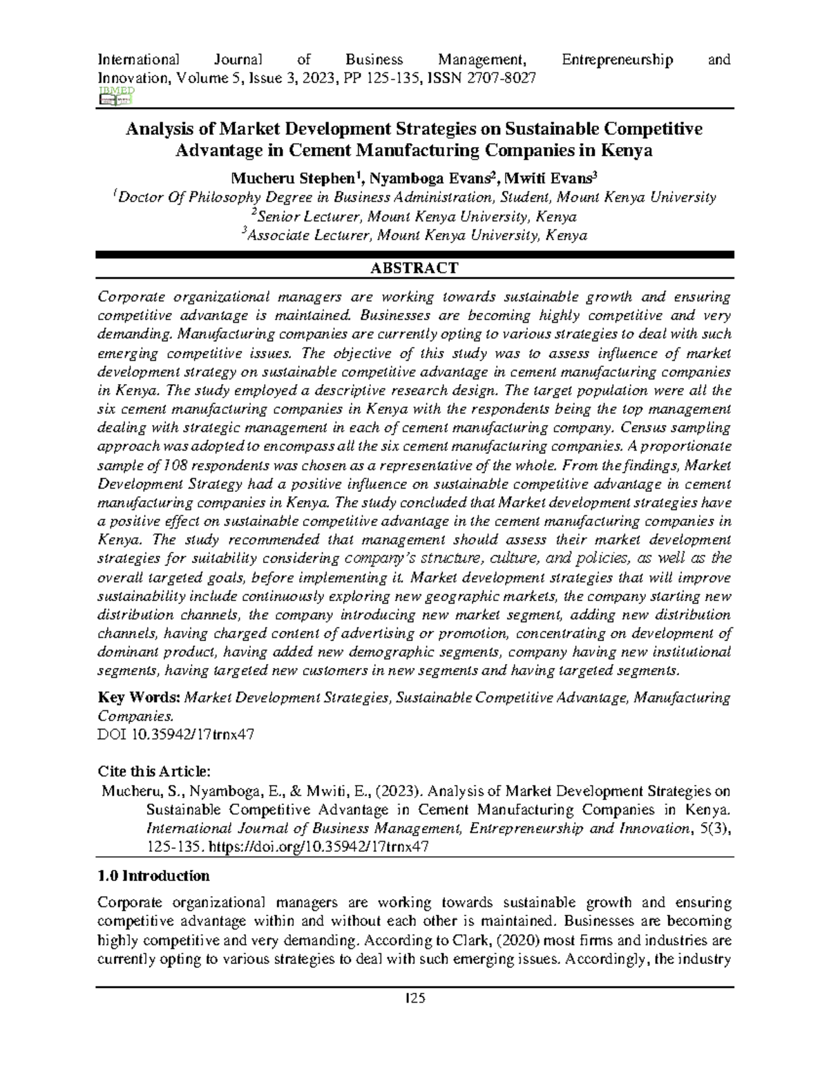Analysis of Market Development Strategies for Sustainable Competitive ...