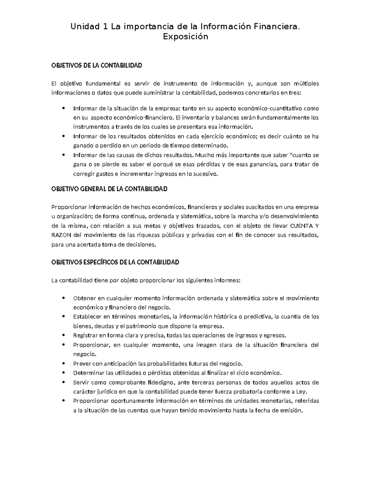 135056150 Unidad 1 La importancia de la Informacion Financiera - Unidad ...