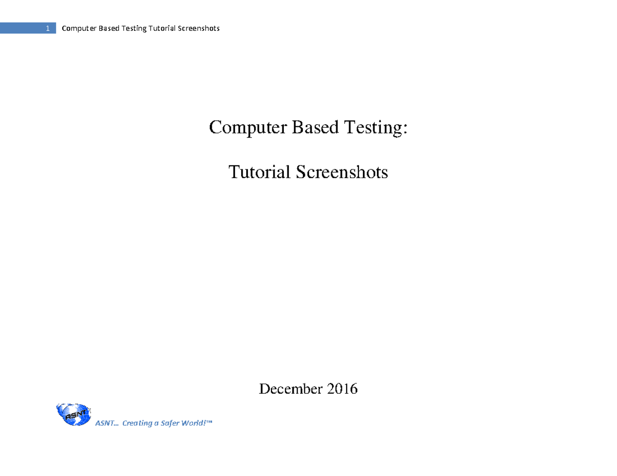 ASNT CBT Tutorial Screenshots and User Guide Review - Studocu
