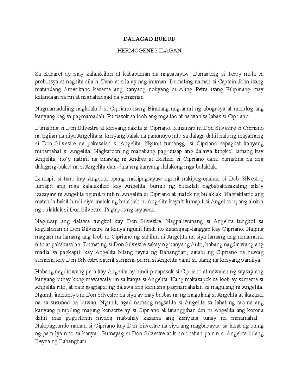 Iskrip at Buod ng DALAGAD BUKUD HERMOGENES ILAGAN: Ang Reyna ng Bahanghari - Document Preview