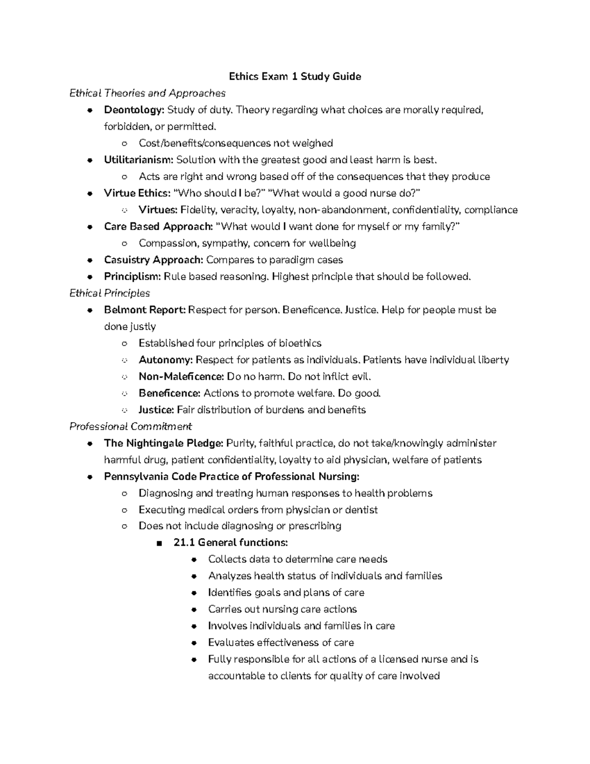 Ethics Exam 1 Study Guide: Key Theories, Principles, and History - Studocu