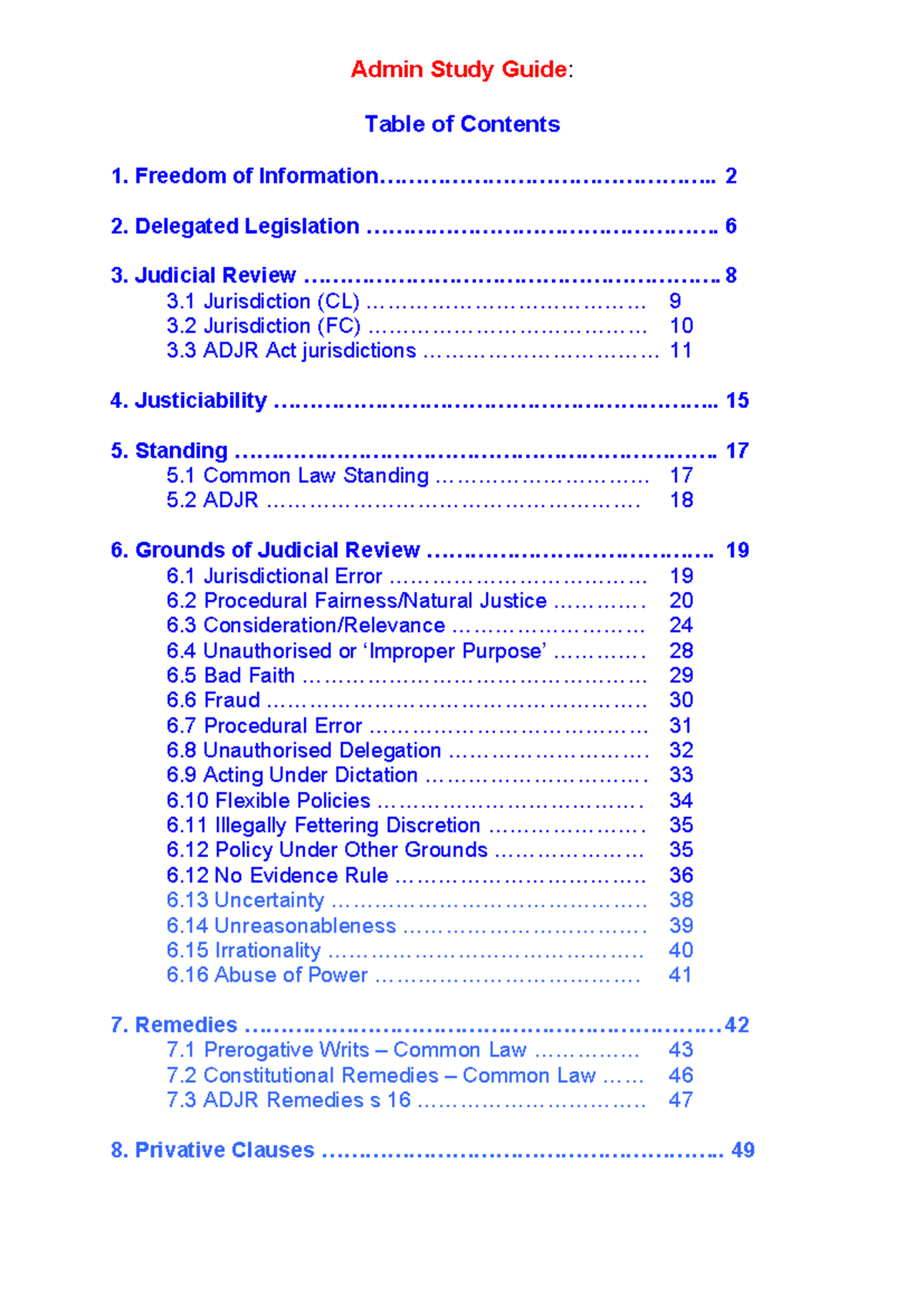 Admin Law Lecture Notes: Key Concepts and Judicial Review Insights ...