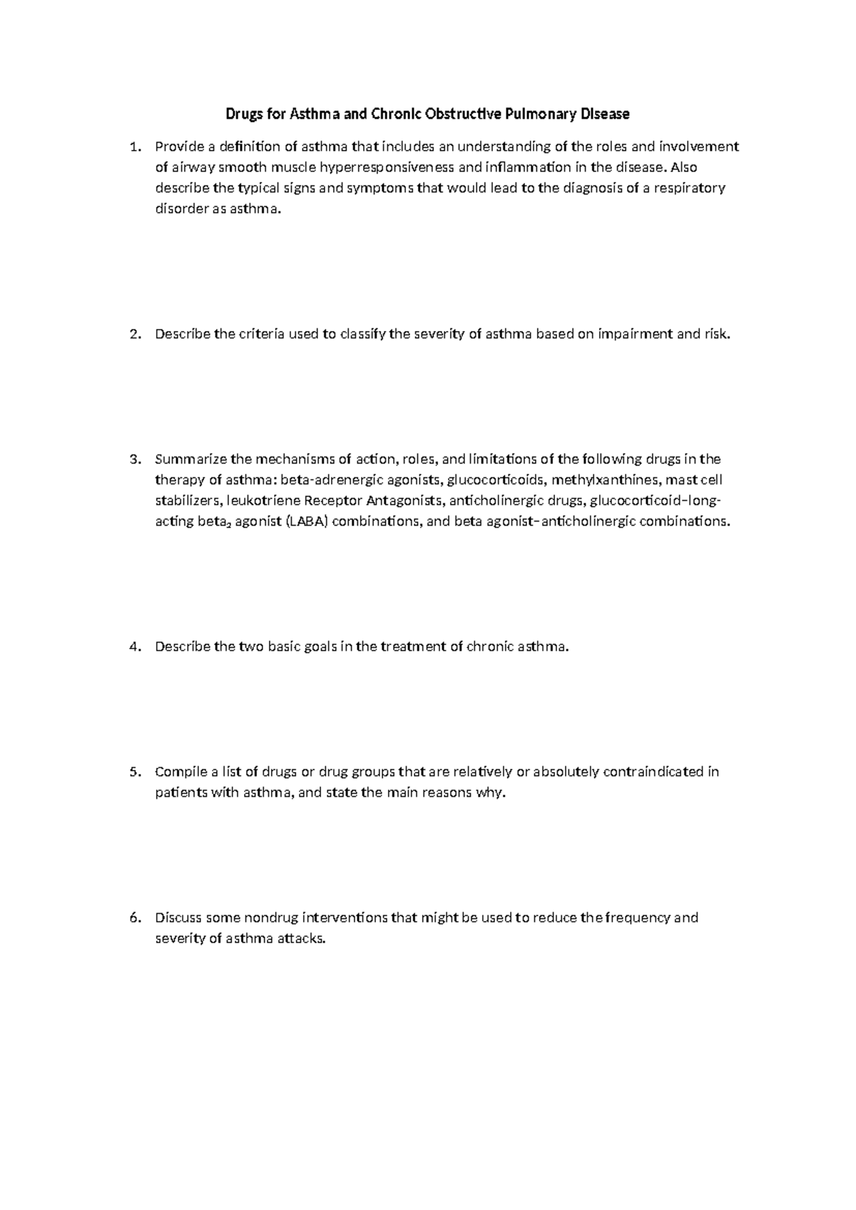 08 Pharm Study Guide: Asthma & COPD Drug Mechanisms and Treatments ...