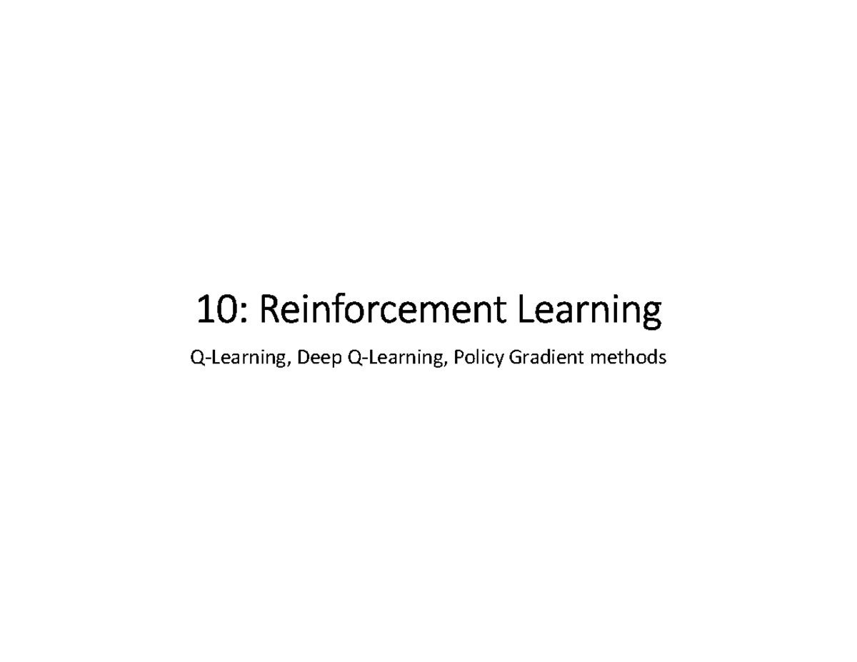 10: Reinforcement Learning Concepts and Stock Trading Strategies - Studocu