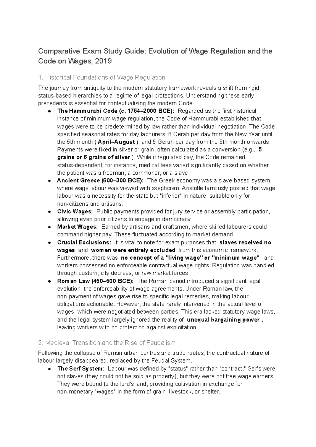 Comparative Exam Study Guide: Wage Regulation Evolution & Code 2019 ...