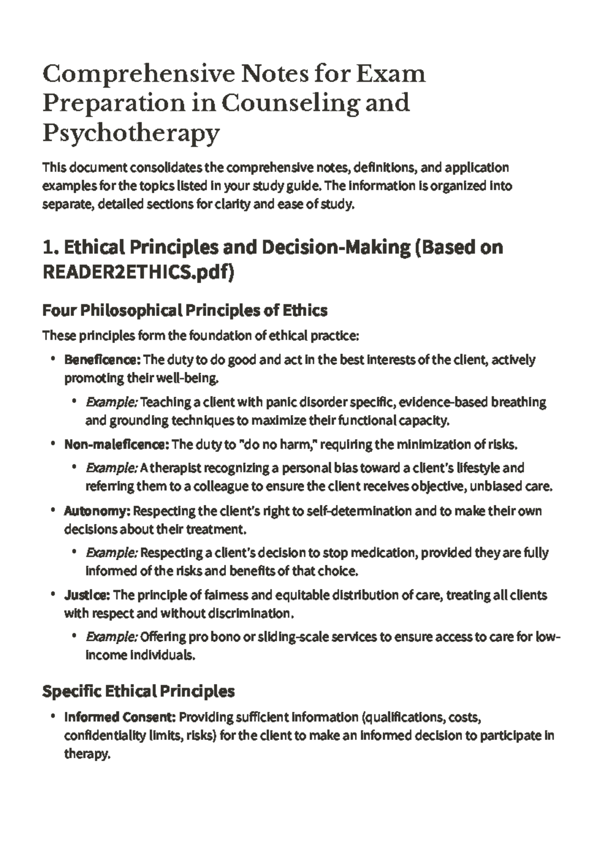 Comprehensive Exam Prep Notes for Counseling & Psychotherapy - Studocu