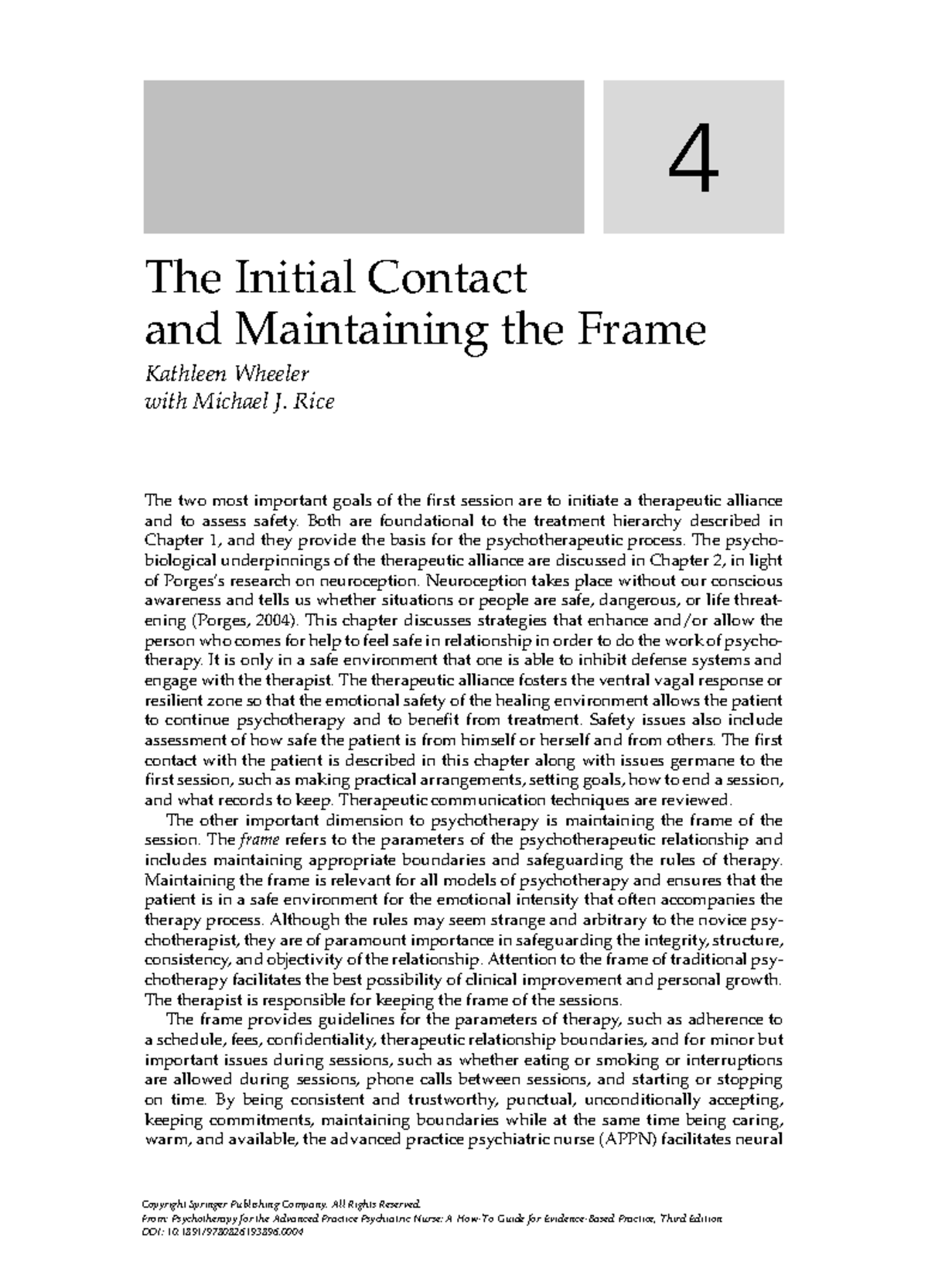 4. The Initial Contact & Maintaining the Frame: Psychotherapy ...