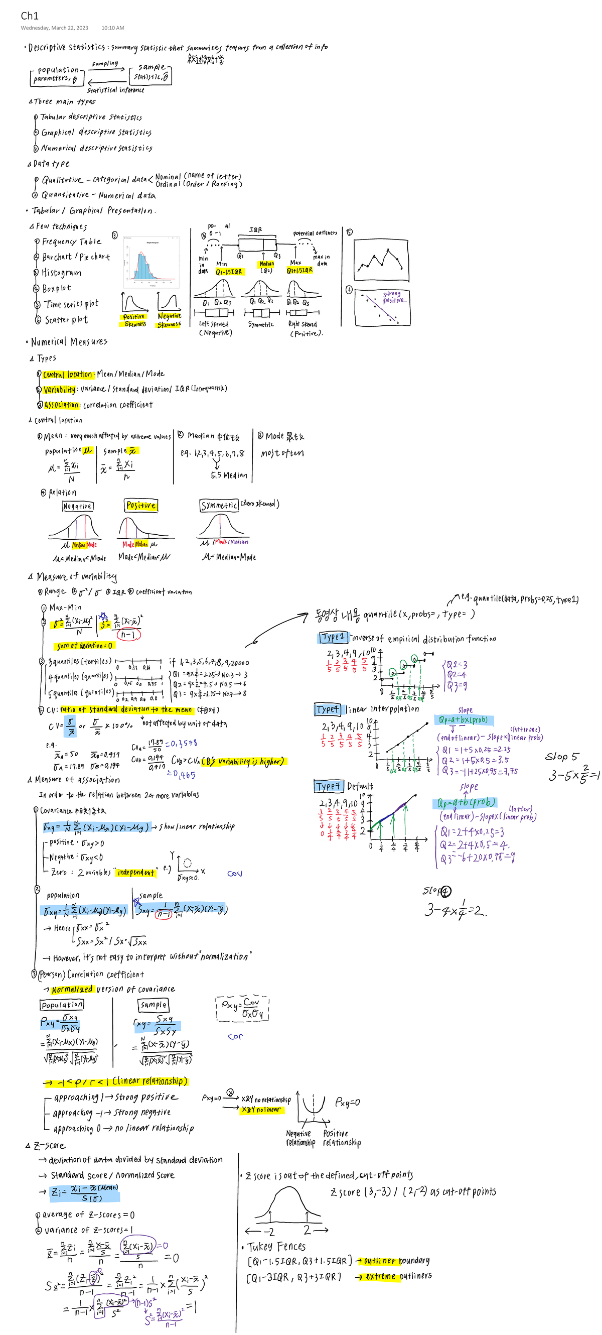 Ch1 - Descriptive Statistics Summary and Techniques - Studocu