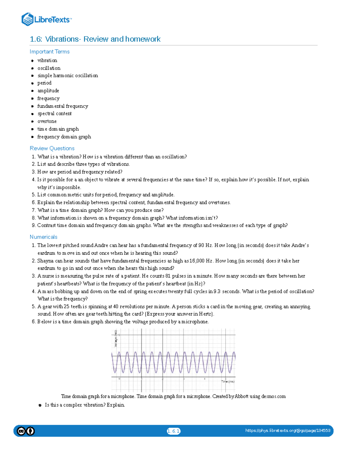 1.6 Vibrations: Key Terms & Review Questions - Studocu