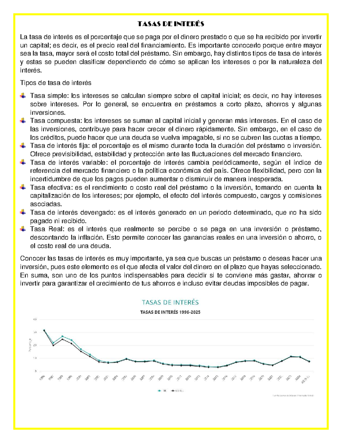Tasas de Interés: Tipos y su Importancia en Finanzas - Studocu