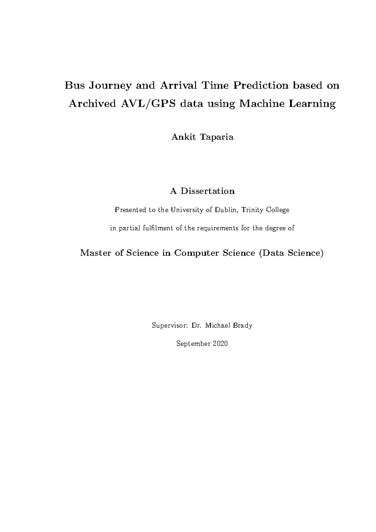 Bus Journey & Arrival Time Prediction Using Machine Learning (CS MSc ...