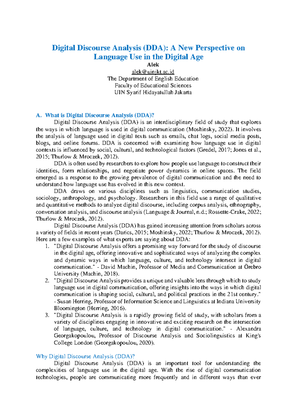 Digital Discourse Analysis (DDA): Exploring Language in the Digital Era ...