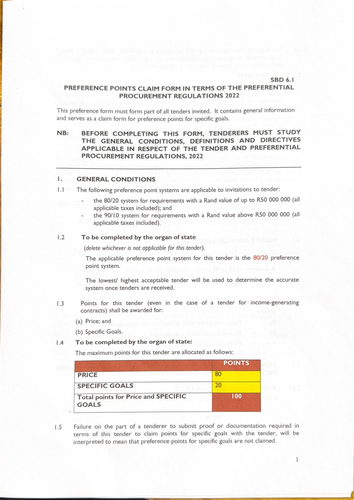 SBD 6.1 Preference Points Claim Form for Tenders (2022) - Studocu