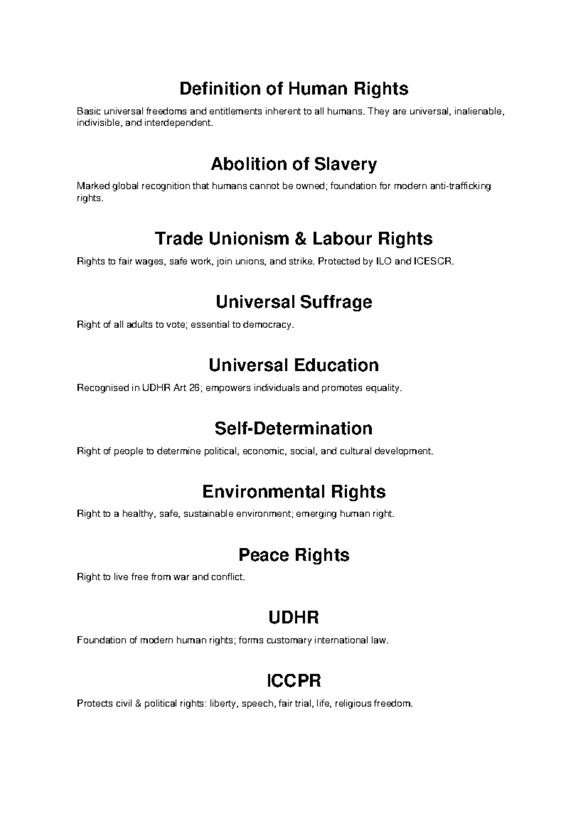 Human Rights Overview: Key Concepts and Protections - Studocu