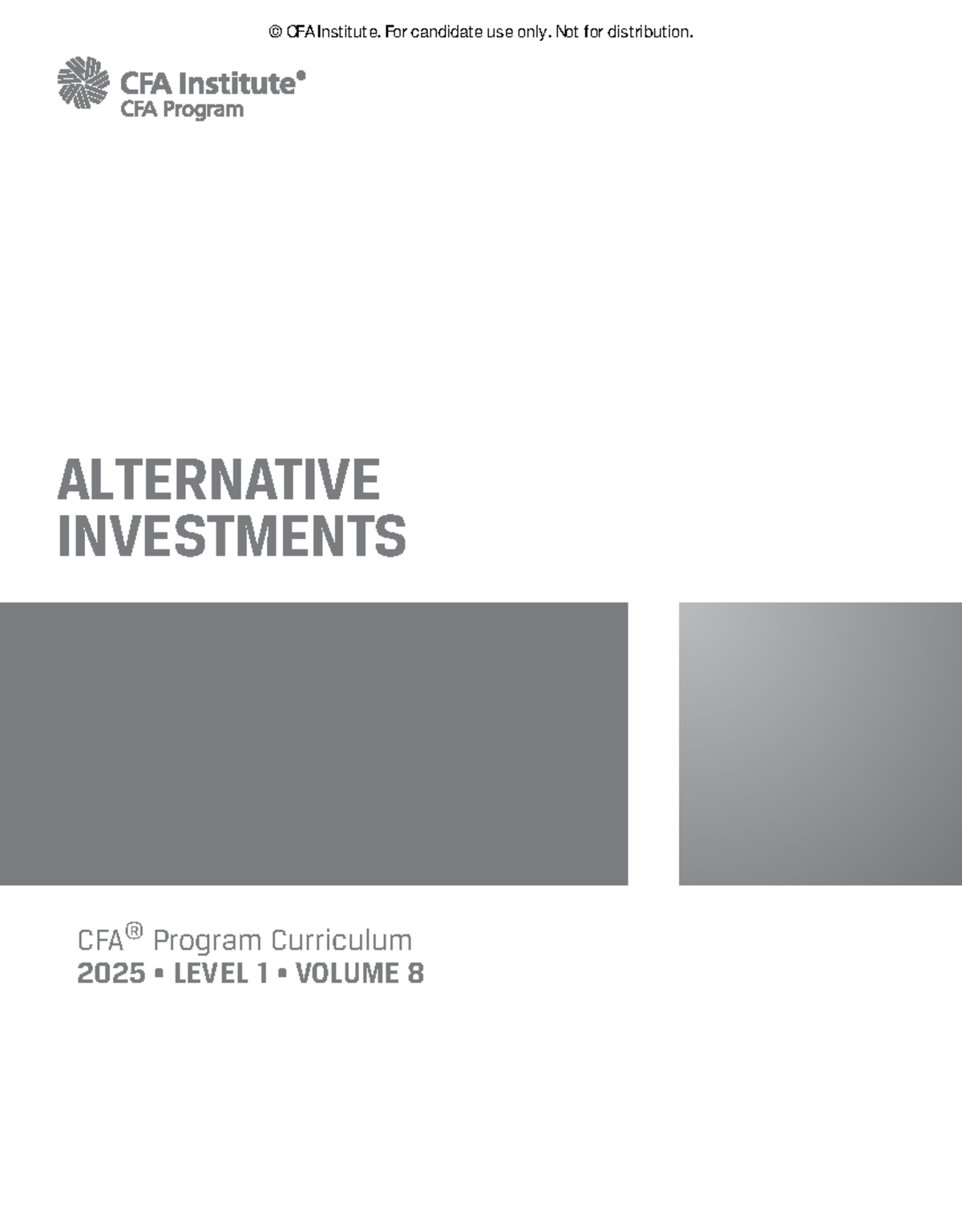 Vol 8 - CFA Level 1 Alternative Investment Curriculum Overview - Studocu