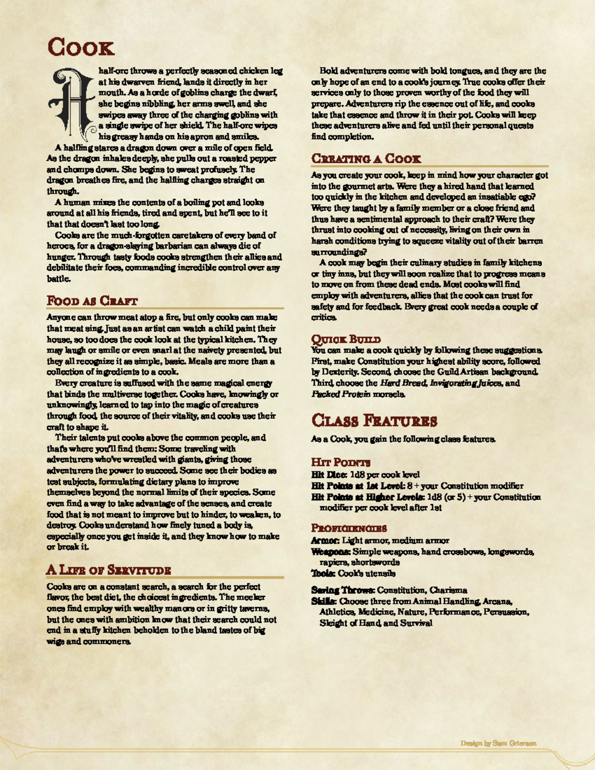 D&D Class Features: Cook's Guide to Culinary Magic and Morsels - Studocu