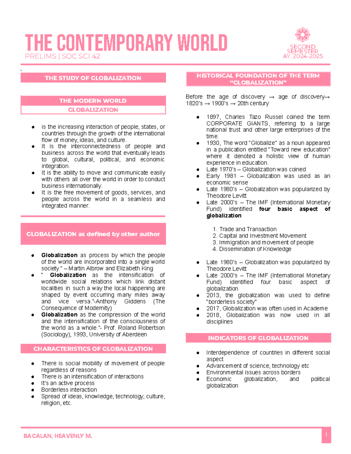 Globalization Insights: A Study Guide for SOCSCI-42 Prelims - Studocu