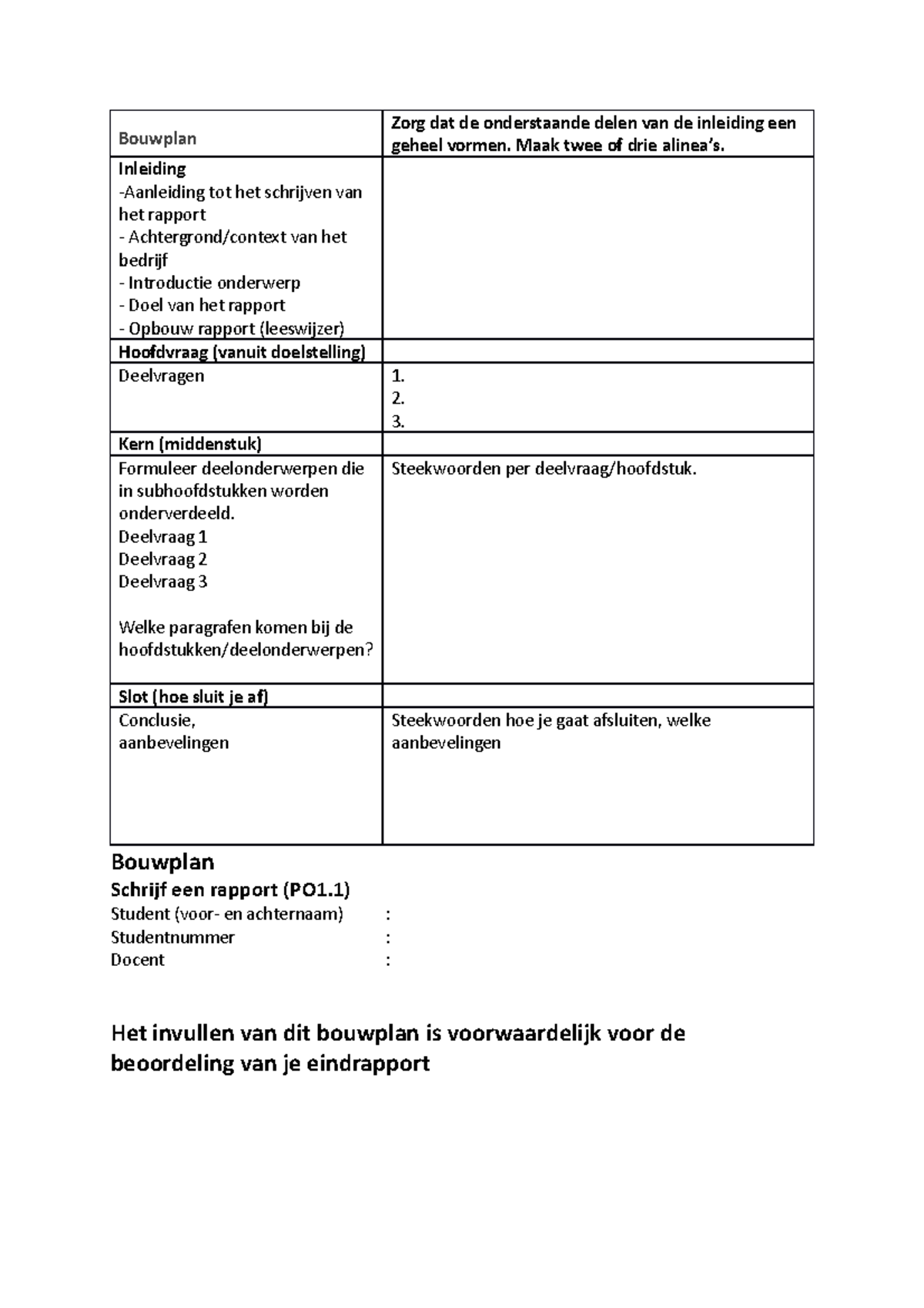 Rapport Bouwplan en Structuur Voor PO1.1: Inleiding en Conclusie ...