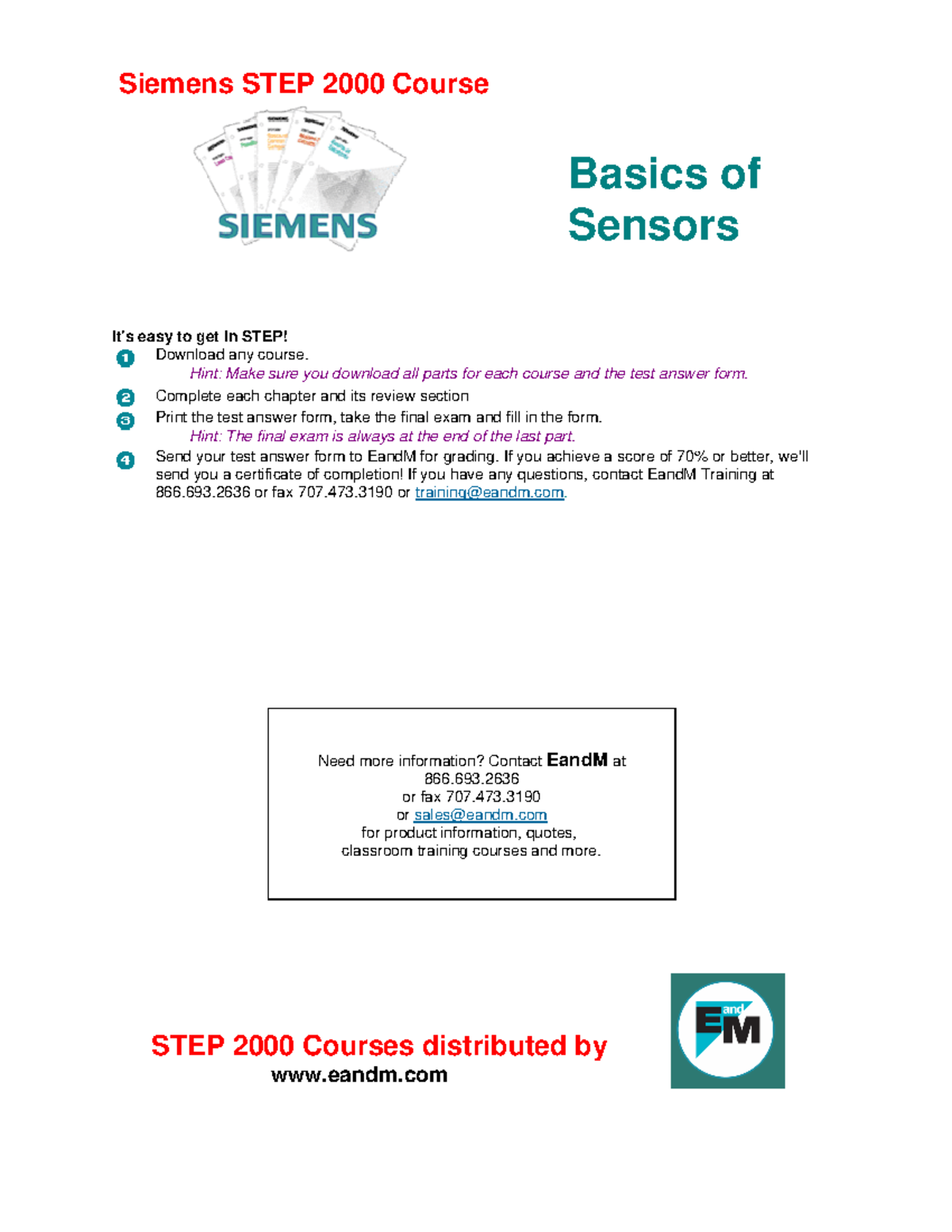 Snrs 1 - Learn - Siemens STEP 2000 Course Basics of Sensors It's easy ...