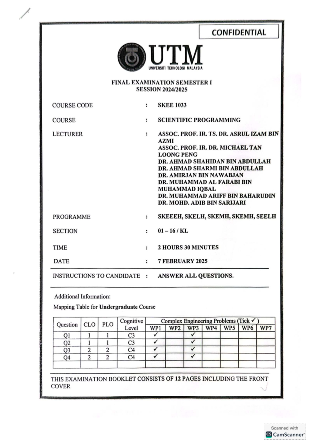 SKEE 1033 Final Examination Semester I Session 2025 - Studocu