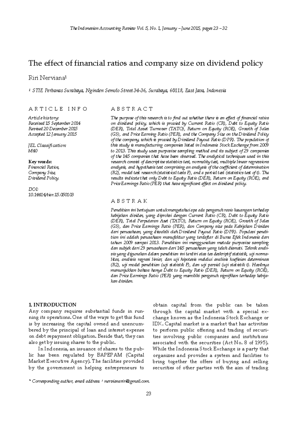 Effects of Financial Ratios & Size on Dividend Policy: 486-Article ...