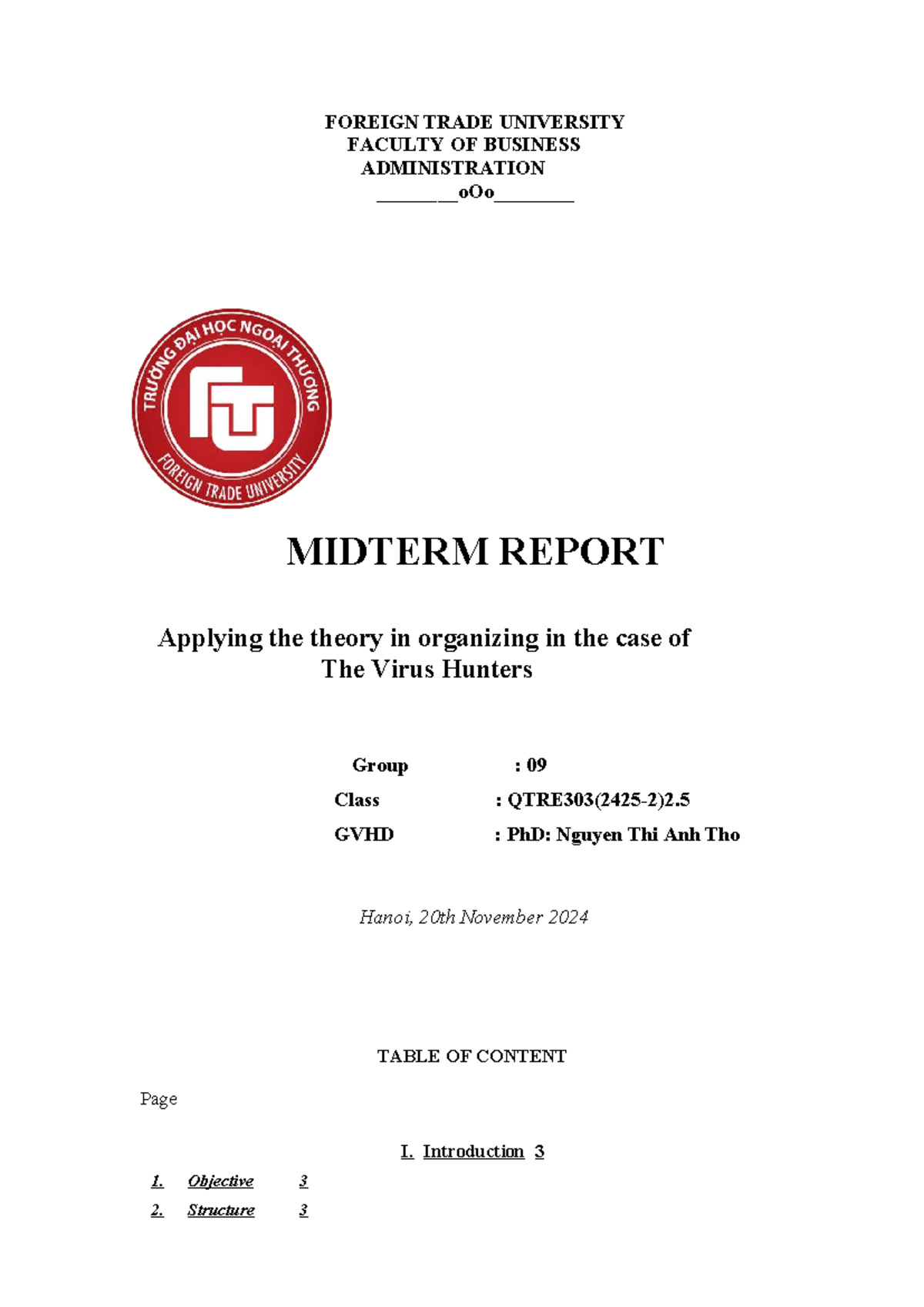 Mid term report - FOREIGN TRADE UNIVERSITY FACULTY OF BUSINESS ...