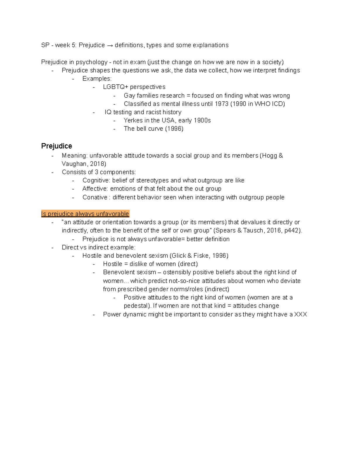 SP - Week 5 Lecture Notes: Understanding Prejudice in Society - Studocu