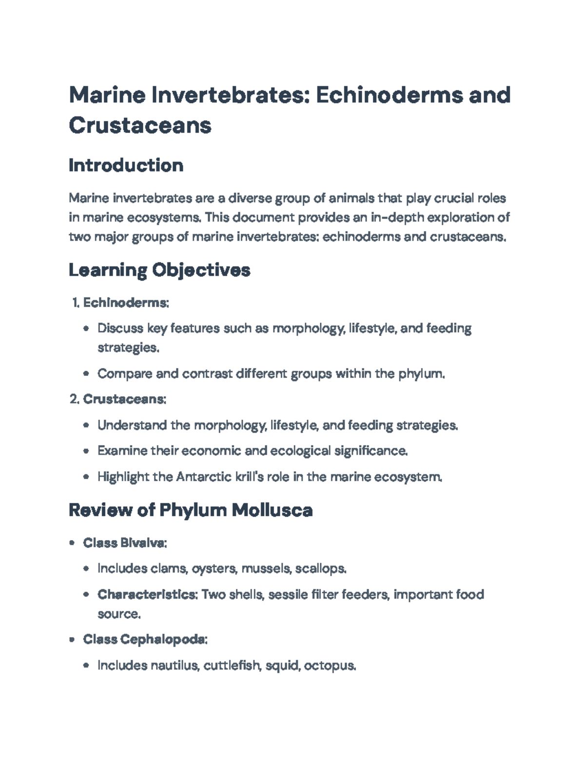 Exploration of Marine Invertebrates: Echinoderms & Crustaceans - Marine ...