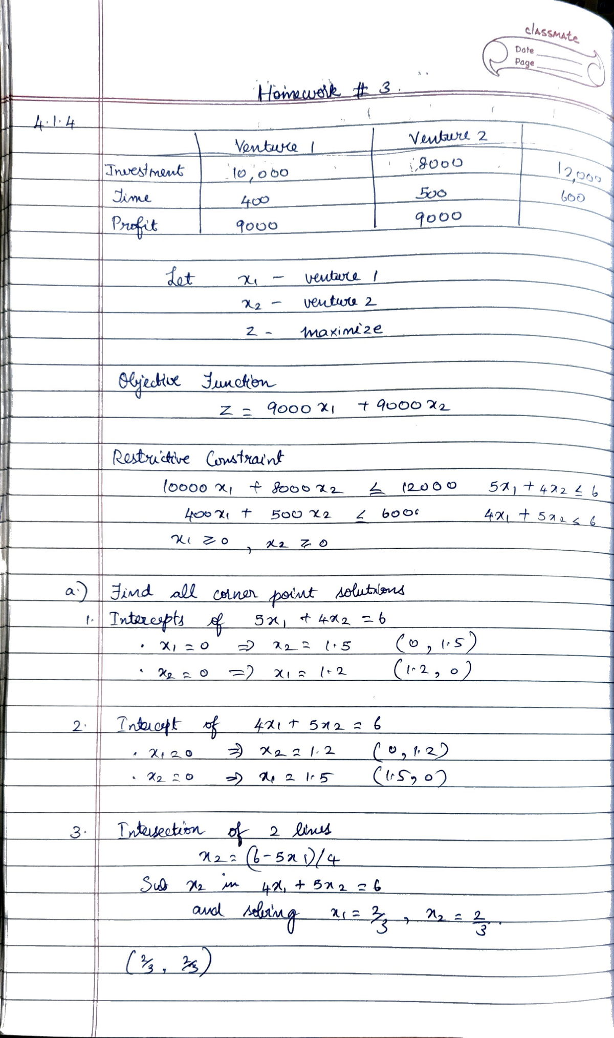 Homework 3 - LP Model Optimization and Corner Point Solutions - Studocu