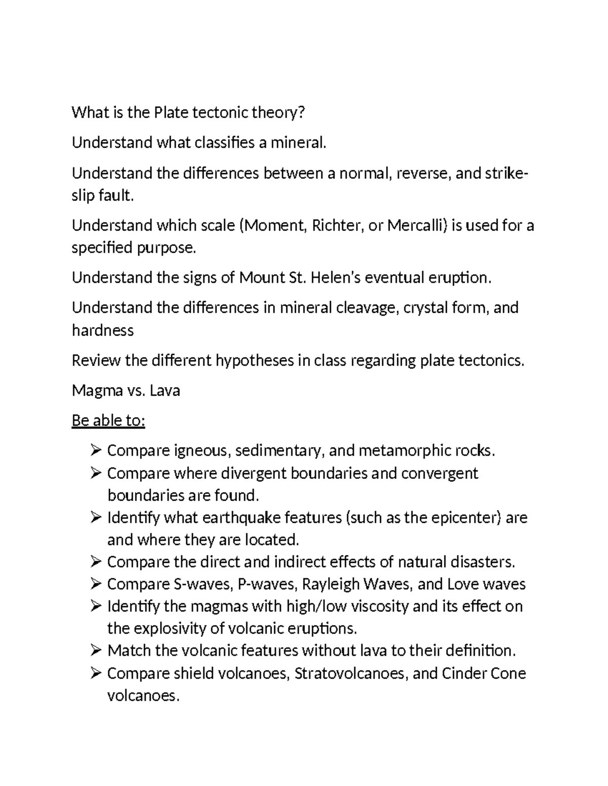 Earth Science Es101 Plate Tectonics Volcanoes Overview Studocu
