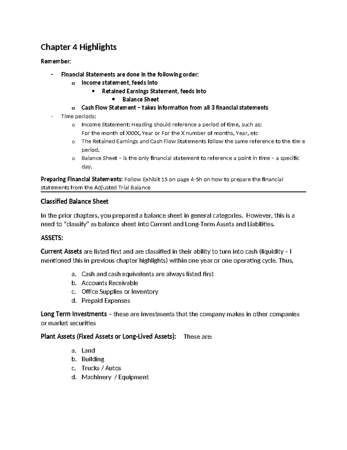 Chapter 4 Highlights - Key points - Chapter 4 Highlights Remember ...