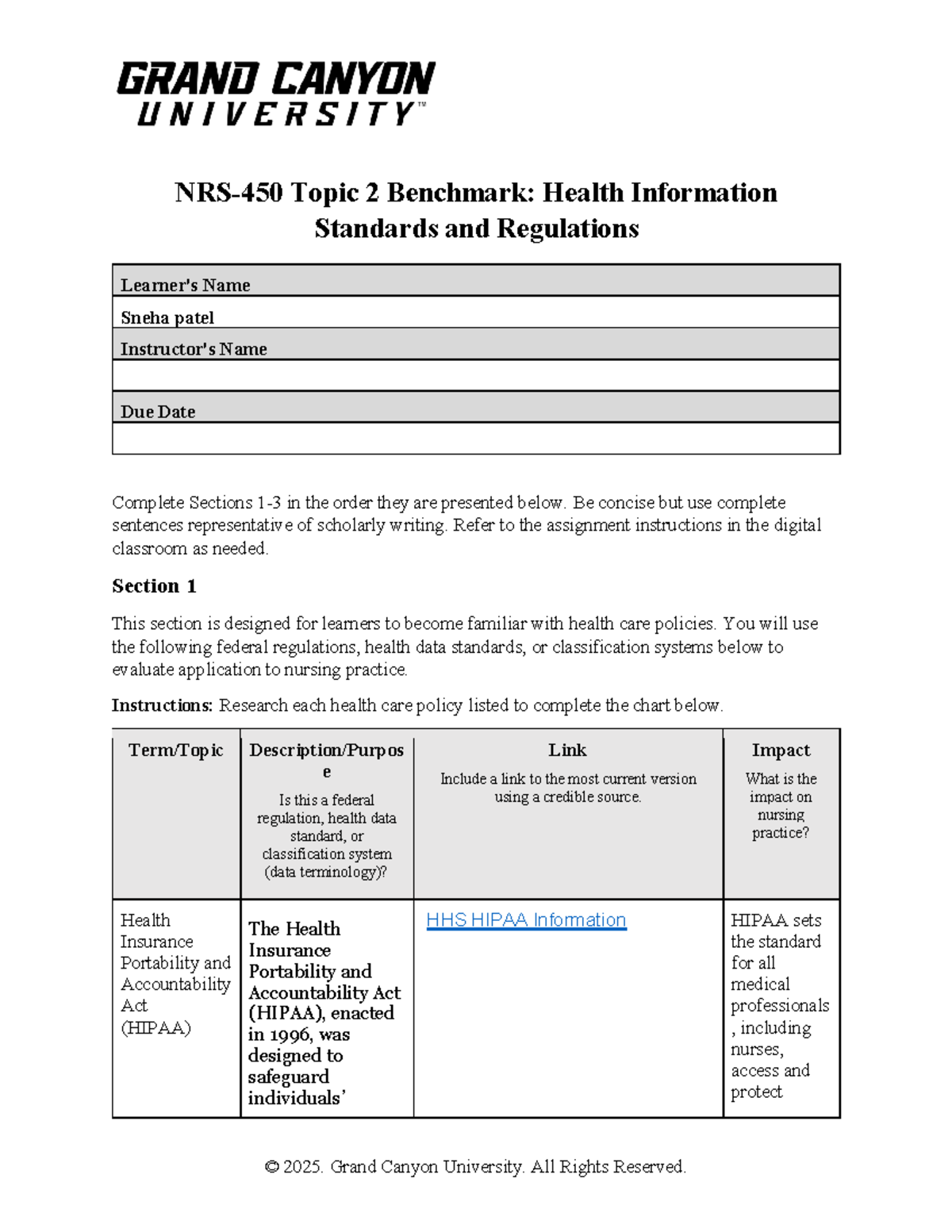 NRS-450-RS-T2-Benchmark: Health Info Standards & Regulations - Studocu