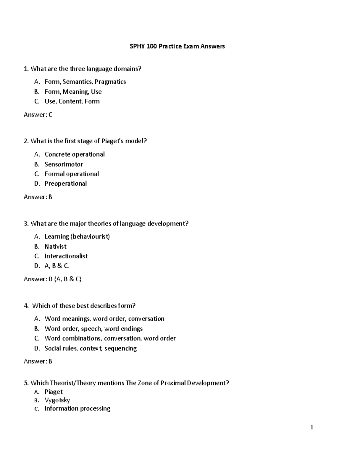 SPHY 100 Practice Exam Answers for 2023: Key Concepts and Theories ...