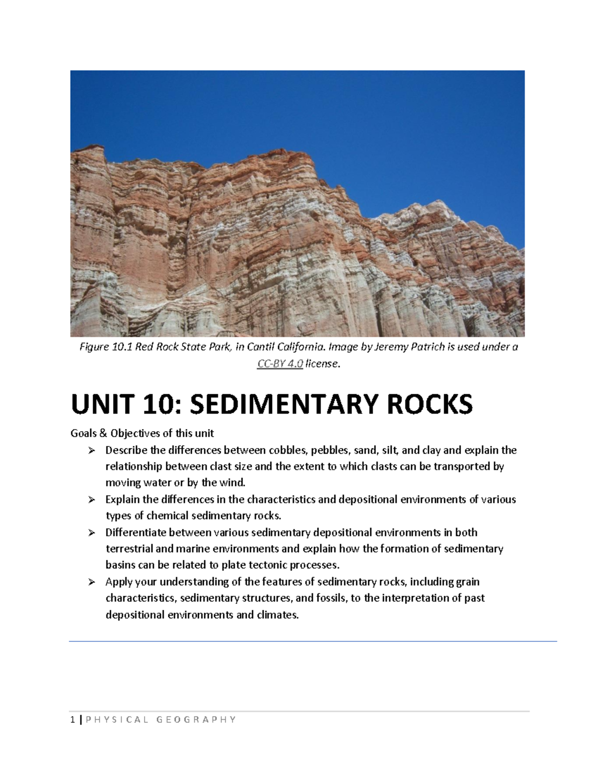 Unit 10: Overview of Sedimentary Rocks and Structures in Physical ...