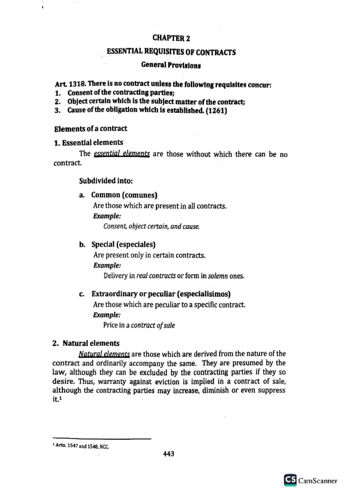 CS Chapter 2: Essential Requisites of Contracts and Their Legal ...