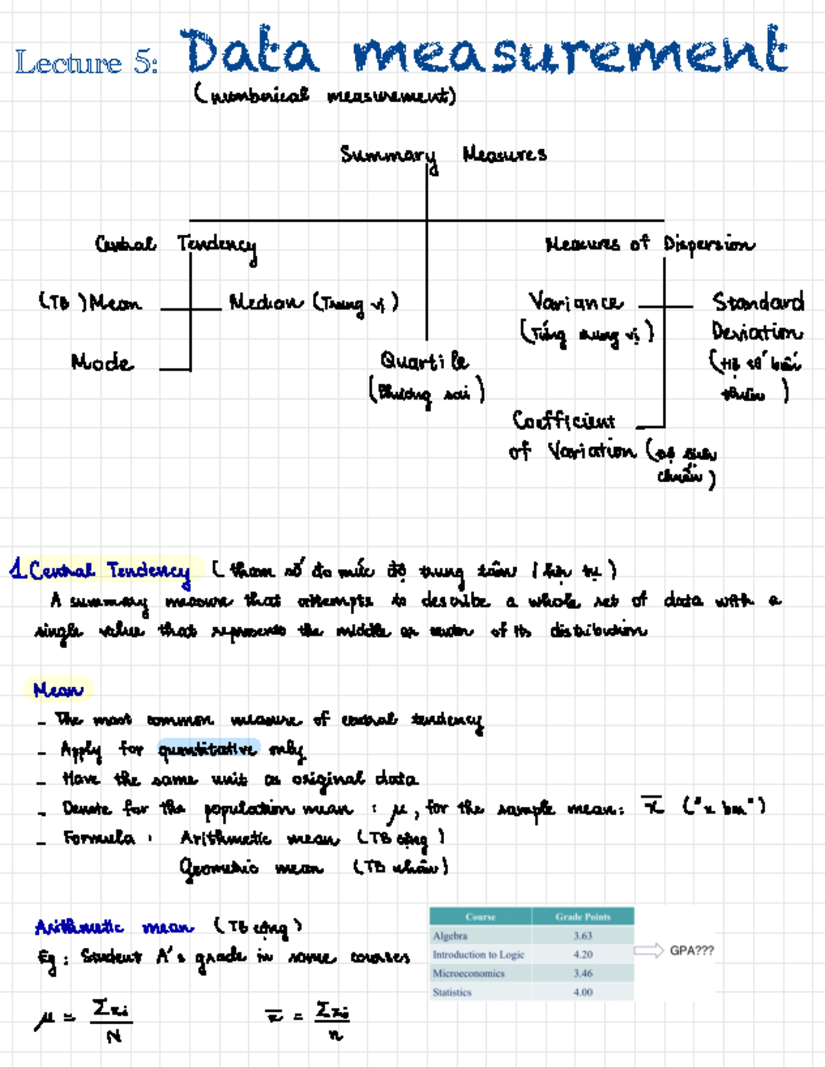 Statistics Notebook 2 - Detailed Lecture Notes on Data Measurement ...