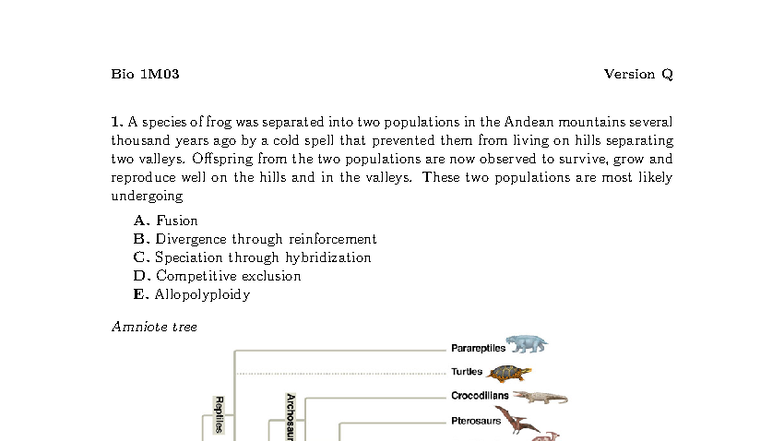 Bio 1M03 Final Exam Review: Evolution & Phylogenetics - Studocu
